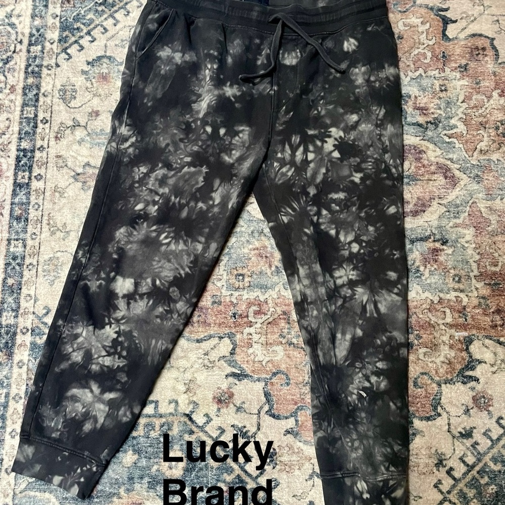 Lucky Brand Black Tie-Dye Joggers